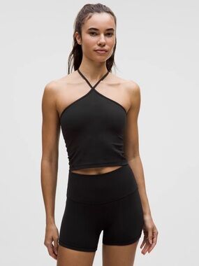 lululemon athletica Black Cross-Strap Halter Crop